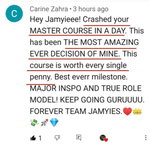 Real testimonial screenshot